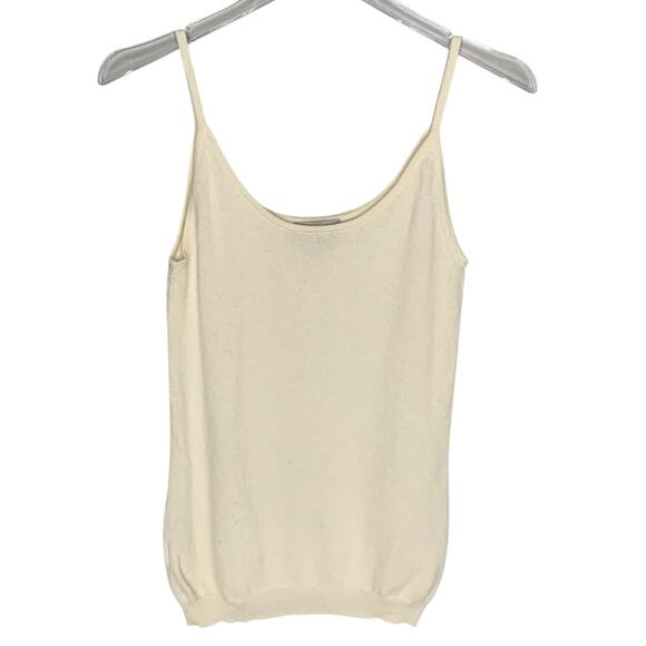 Pure Collection 2 Womens 100% Cashmere Knit Tank Sleeveless Cream *flaw - Picture 1 of 8